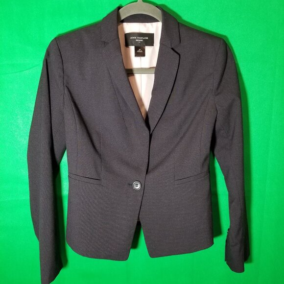 Ann Taylor Loft Blazer Jacket Size 4P Petite Black Business Corporate Board - Picture 1 of 6